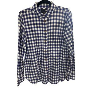J. Crew Blue and White Checkered Women’s “Boy” Shirt